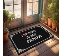 EJXN Tapis de bain avec inscription « I Love God Is My Father Man » - Style bohème - Imperméable et lavable - Pour entrée, extérieur, maison (40 x 60 cm)
