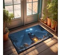 EJXN Tapis de bain et de terrasse à séchage rapide style élégant pyramide égyptienne la nuit avec pleine lune | Tapis anti-fatigue pour porte d'entrée de cuisine (40 x 60 cm)