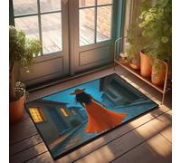 EJXN Tapis de bain étroit avec revers antidérapant et moelleux chaud et confortable | Promenade nocturne dans la vieille ville - Décoration de porte de chambre à coucher / paillasson d'automne pour