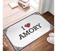 EJXN Tapis de bain lavable I Love Amory - Welcome Home | Ensemble de bain/cuisine à séchage rapide - Des choses cool pour votre chambre de garçons pour la salle de bain printanière, billet de dollar