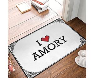 EJXN Tapis de bain lavable I Love Amory - Welcome Home | Ensemble de bain/cuisine à séchage rapide - Des choses cool pour votre chambre de garçons pour la salle de bain printanière, billet de dollar