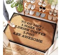 EJXN Tapis de bienvenue amusant | Liste des choses à faire : 1. Wake Up 2.Drink Coffee 3.poo 4.be Awesome - Summer Welcome Outdoor & Mud Room/Round - Tapis de bienvenue extérieur pour porte d'entrée
