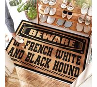 EJXN Tapis de bienvenue lavable en forme de lévrier blanc et noir - Couverture de cuisine | Lune / Grand tapis de bienvenue pour porte d'entrée - Résistant à l'eau et printemps extérieur (50 x 80 cm)