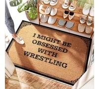 EJXN Tapis de boue d'intérieur pour vestiaire, Half Moon, I Might Be Obsessed With Wrestling - Absorbant le son, antidérapant, lavable, terrain de football et salle de bain (50 x 80 cm)