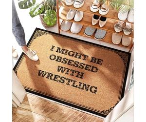 EJXN Tapis de boue d'intérieur pour vestiaire, Half Moon, I Might Be Obsessed With Wrestling - Absorbant le son, antidérapant, lavable, terrain de football et salle de bain (50 x 80 cm)