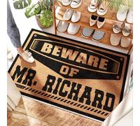 EJXN Tapis de bureau en noix de coco - Méfiez-vous de M. Richard | Rectangle/High Traffic - Paillasson amusant pour entrée extérieure pour porte d'entrée, vert citron (40 x 60 cm)