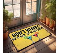 EJXN Tapis de cuisine antidérapant Relaxed Vibes : panneau de cocktail avec inscription « Don't Worry, We've Had Both Ou - Greige Area | Tapis antidérapant pour bain/extérieur - Tapis d'extérieur en