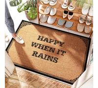 EJXN Tapis de cuisine d'extérieur en caoutchouc - Motif citron - Happy When It Rains - Bienvenue au printemps et salle de bain - Tapis de porte d'entrée pour entrée extérieure, baignoire lavable (50 x