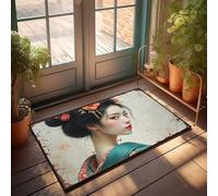 EJXN Tapis de cuisine d'extérieur réversible imperméable doux pour la peau et confortable pour homme | Tapis d'angle/porte d'extérieur imperméable et élégant floral : un japonais traditionnel (50 x 80