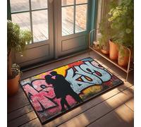 EJXN Tapis de douche absorbant l'eau, matériau chaud et sensation amusante de bain | Décoration de maison amusante / tapis de cuisine anti-fatigue - Love in the Urban Jungle : une silhouette