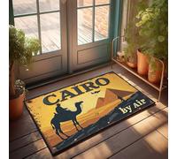EJXN Tapis de patio Cairo By Air : aventure dans le désert avec pyramides et promenades en chameau pour terrasse extérieure, imperméable, chaud et confortable | Tapis de salle de bain fin et amusant