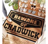 EJXN Tapis de porche lourd - Beware Of Chadwick Front Porch | Welcome Funny - Tapis sous porte extérieur/antidérapant et artificiel pour intérieur (65 x 90 cm)