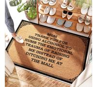EJXN Tapis de porche personnalisé pour porte maman, merci d'utiliser Alchohol pour engourdir le traumatisme émotionnel de m'élever - Coir Welcome | Patio/rayé - Tapis d'extérieur pour porte avant et