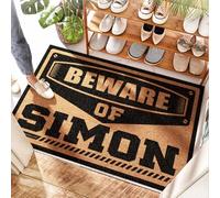 EJXN Tapis de porte bateau | Middy, Beware Of Simon - Inserts de bain/porte absorbants - Tapis de bienvenue pour porte d'entrée, drôle, fibre de coco et dessous (40 x 60 cm)