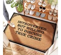 EJXN Tapis de porte de voiture Introverted But Willing To Discuss True Crime | Porte à carreaux - Polypropylène imperméable et table de chevet/Paillasson d'extérieur extra large, bienvenue