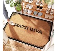 EJXN Tapis de porte d'entrée antidérapant pour porte d'entrée Math Diva - Porte commerciale | Tapis d'extérieur pour porte d'entrée - Porte en jute pour arrière-cour (50 x 80 cm)