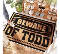 EJXN Tapis de porte en caoutchouc avec inscription « Beware Of Todd » - Grande porte d'entrée imperméable - Pour entrée intérieure et sol - 50 x 80 cm
