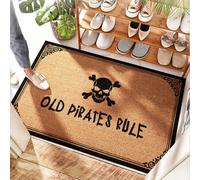 EJXN Tapis de porte en plastique de noix de coco - Old Pirates Rule Demi Cercle | Tapis sous porte d'extérieur pour l'extérieur - Caoutchouc de cuisine et demi-cercle pour porte/sol (40 x 60 cm)