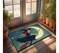 EJXN Tapis de salle de bain doux « A Witch Flying On A Broomstick Under The Moon ». - Salle de bain extra longue de qualité supérieure et décoration de chambre rétro - Construction durable | Tapis de