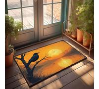 EJXN Tapis de salle de bain imperméable pour meubles de grotte - Construction durable et salle de bain colorée - Toucher luxueux - Tapis de sol de cuisine rembourré anti-fatigue - Un corbeau perché