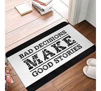 EJXN Tapis de sol de bar Cave Man | Things For Room, décoration rétro, Bad Decisions Make Good Stories - Cuisine anti-fatigue, articles de dortoir cool pour hommes/porte de bienvenue printemps et