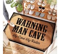 EJXN Tapis de sol en caoutchouc pour porte d'entrée - Warning Man Cave My Cave My Rules | Ressort de porte/extérieur imperméable - Paillasson de bienvenue pour entrée extérieure (65 x 90 cm)