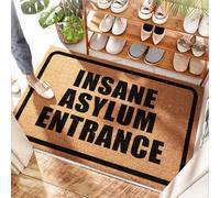 EJXN Tapis de sol rond et intérieur lavable pour salle de bain, décoration d'Halloween, pas de sortie d'asile fou d'entrée uniquement, tapis de cuisine antidérapant et lavable (50 x 80 cm)