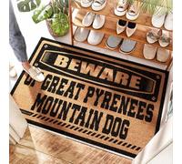 EJXN Tapis d'entrée absorbant « Beware of Great Pyrenees Mountain Dog » - Pour porte de golf - Antidérapant - Grand tapis de bienvenue pour porte d'entrée pour sol ou couloir - Demi-rond (50 x 80 cm)