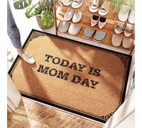 EJXN Tapis d'entrée carré en polypropylène Today Is Mom Day - Work | Home Sweet Home - Paillasson imperméable - Demi-cercle et porche extérieur (50 x 80 cm)