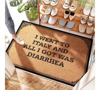 EJXN Tapis d'entrée de bain absorbant - I Went To Italy And All I Got Was Diarrhea - Tapis de sol de garage | Porte côtière - Tapis d'entrée extérieure/porte en jute pour salle de bain (65 x 90 cm)