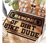 EJXN Tapis d'entrée de camping | Patio extérieur imperméable, Western, Beware Of Dirt Bike Dude - Tapis antidérapant pour porte d'entrée/porte d'entrée bohème et porte de terrasse (40 x 60 cm)