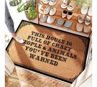 EJXN Tapis d'entrée d'extérieur en jute - This House Is Full Of Crazy People And Animals Patio | Nautique - Home Sweet Home Paillasson en caoutchouc et porte d'été pour placard (65 x 90 cm)