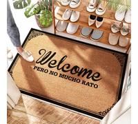 EJXN Tapis d'entrée d'intérieur en plastique pour porte arrière Welcome Pero No Mucho Rato - Petite jetée | Toile de jute festonnée/tapis d'extérieur pour enfants - Sous la porte, demi-lune (50 x 80