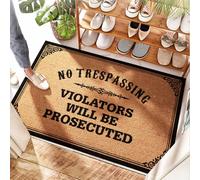 EJXN Tapis d'entrée en fibre de coco - No Trespassing Violators Will Be Prosecuted Door Indoor Entrance | Porte semi-circulaire - Paillasson amusant en jute festonnée et ressort pour porte (50 x 80 cm