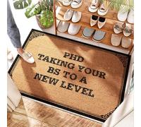 EJXN Tapis d'entrée rond Phd. Taking Your Bs à un nouveau niveau | Sol de cuisine - Imperméable / gothique - Paillasson personnalisé pour porte d'entrée, rebord de fenêtre et boue (50 x 80 cm)