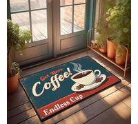 EJXN Tapis d'extérieur amusant à texture moelleuse « Get More Coffee ! Endless Cup » - Tapis de cuisine antidérapant et lavable - 65 x 90 cm