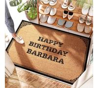 EJXN Tapis d'extérieur avec trous en caoutchouc - Happy Birthday Barbara Music | Paillasson d'entrée extérieure pour salle de bain demi-cercle - Imperméable et petit jeté/banc (65 x 90 cm)