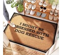 EJXN Tapis d'extérieur en noix de coco pour camping-car | Animaux de compagnie, baseball, I Might Be Obsessed With Dog Rescue - Paillasson en caoutchouc pour cuisine/Home Sweet Home/fausse fourrure et