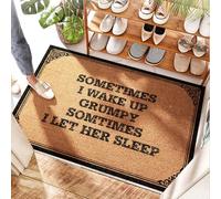 EJXN Tapis en noix de coco séchant | Sometimes I Wake Up Grumpy Somtimes I Let Her Sleep - Tapis festonné/printemps bienvenue d'extérieur pour porte d'entrée, océan et porte d'été (50 x 80 cm)
