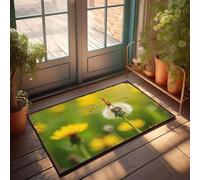 EJXN Teen Stuff Tapis de bain absorbant à séchage rapide de qualité supérieure - Texture pelucheuse abstraite | Tapis de salle à manger sous une table libellule sur une fleur de pissenlit (65 x 90 cm)