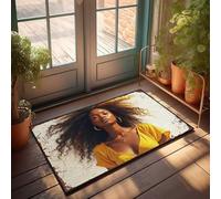 EJXN Welcome Door - Tapis d'extérieur amusant Golden Elegance : un portrait de confiance en jaune - Séchage rapide - Tapis rainuré et moelleux pour porte d'entrée d'automne et porte d'entrée