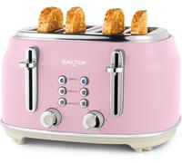 Ek5739pnk Retro 4-Slice Toaster \U2013 Wide Slots, 6 Browning Levels, Defrost, Reheat, Cancel Functions, Removable Crumb Tray, Extra Thick Bread/Bagels, High-Lift Eject, Self-Centring, 1630w, Pink