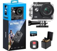 Ek7000 Caméra Sport 4K 30Fps 20Mp Wifi Avec Carte Mémoire Microsdxc 64 Go,Action Camera 4K Étanche Jusqu'À 30M Avec Stabilisation Grand Angle De 170° Télécommande 2.4G