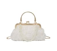 EKalgretrA 3D Flower Clutch Purse Sac à bandoulière élégant avec fermoir en perles et fleurs for femmes, sangle chaîne, Style frais doux, petite taille, sac coque assorti au quotidien, tendance