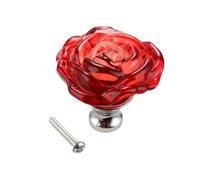EKalgretrA Bouton Cristal Verre 1pc 50mm cristal Rose verre clair bouton meubles cuisine tiroir armoires poignées commode placard tire matériel(Red)