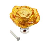 EKalgretrA Bouton Cristal Verre 1pc 50mm cristal Rose verre clair bouton meubles cuisine tiroir armoires poignées commode placard tire matériel(Yellow)