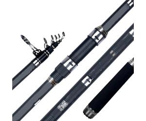 EKalgretrA Canne A Coup Canne à pêche télescopique Surf 3.6/4.2/4.5/5.0/5.30m Puissance 80-150g 30T Carbone Voyage Surfcasting Rivage coulée pôle de pêche Canne à Pêche(5.30m)