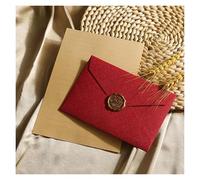 EKalgretrA Carte Mariage 1/5 Set Deluxe Linen Envelope And Letter With Wax Seal For DIY Gifts, Wedding Invitations And Office Use(Red-5 sets)