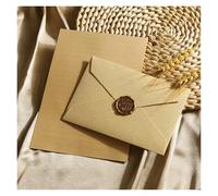 EKalgretrA Carte Mariage 1/5 Set Deluxe Linen Envelope And Letter With Wax Seal For DIY Gifts, Wedding Invitations And Office Use(Yellow-1 set)