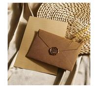 EKalgretrA Carte Mariage 1/5 Set Deluxe Linen Envelope And Letter With Wax Seal For DIY Gifts, Wedding Invitations And Office Use(Brown-5 sets)